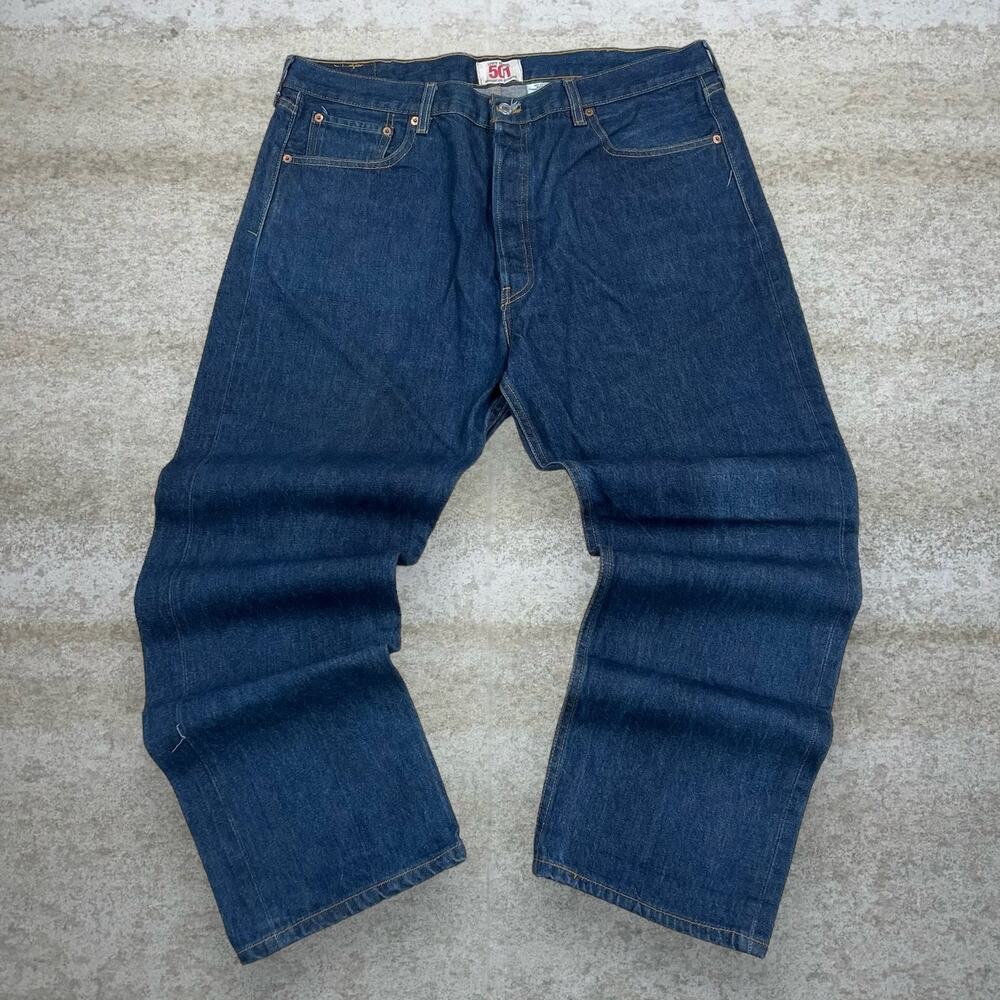 Vintage Y2K Levis Jeans 501 40x32 Regular Straight Fit Dark Wash Denim Button - Picture 2 of 6